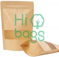 Brown paper bags with window Zipper lock pocket M